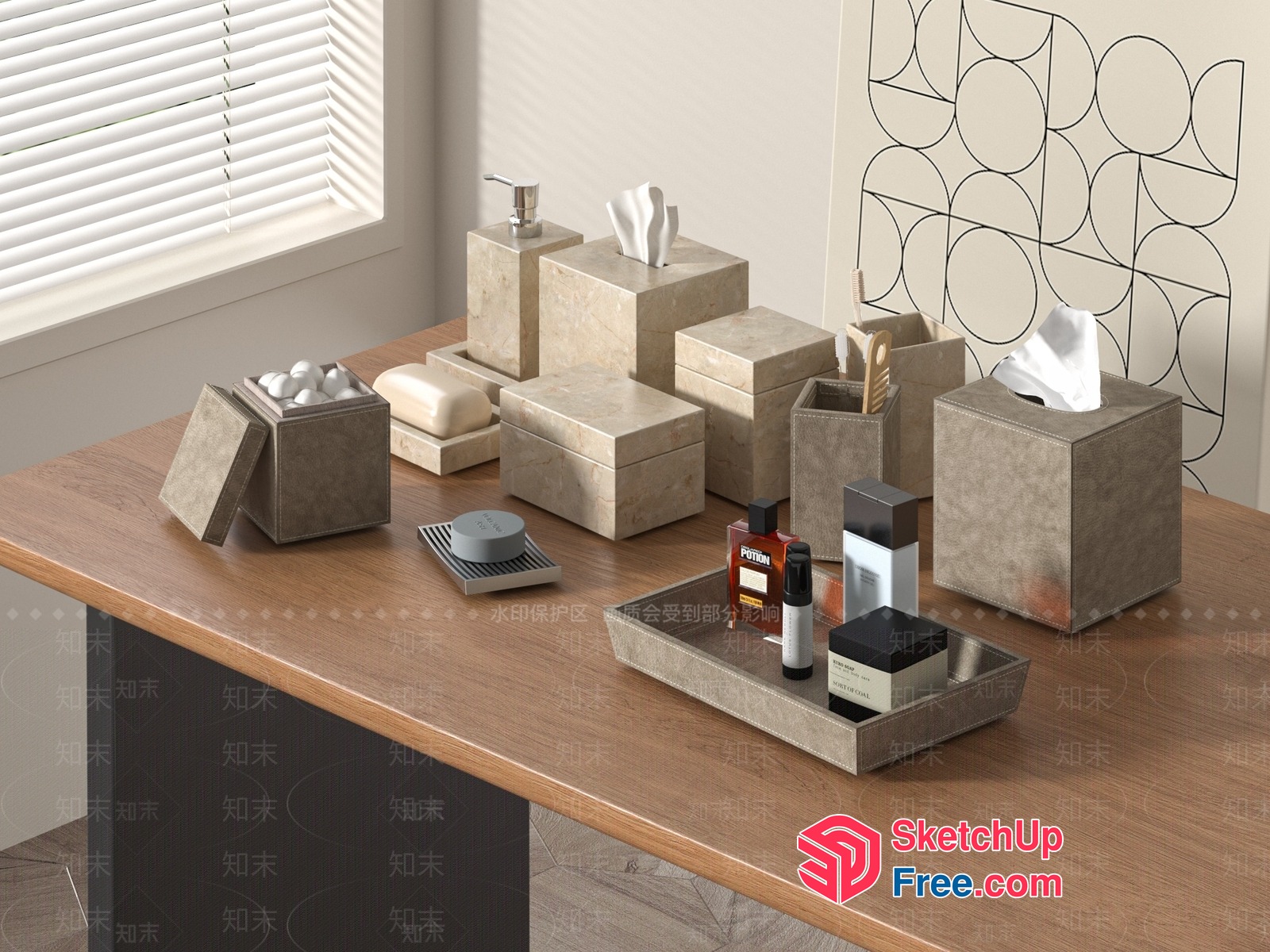 Modern Bathroom Accessories Set 3D SketchUp File