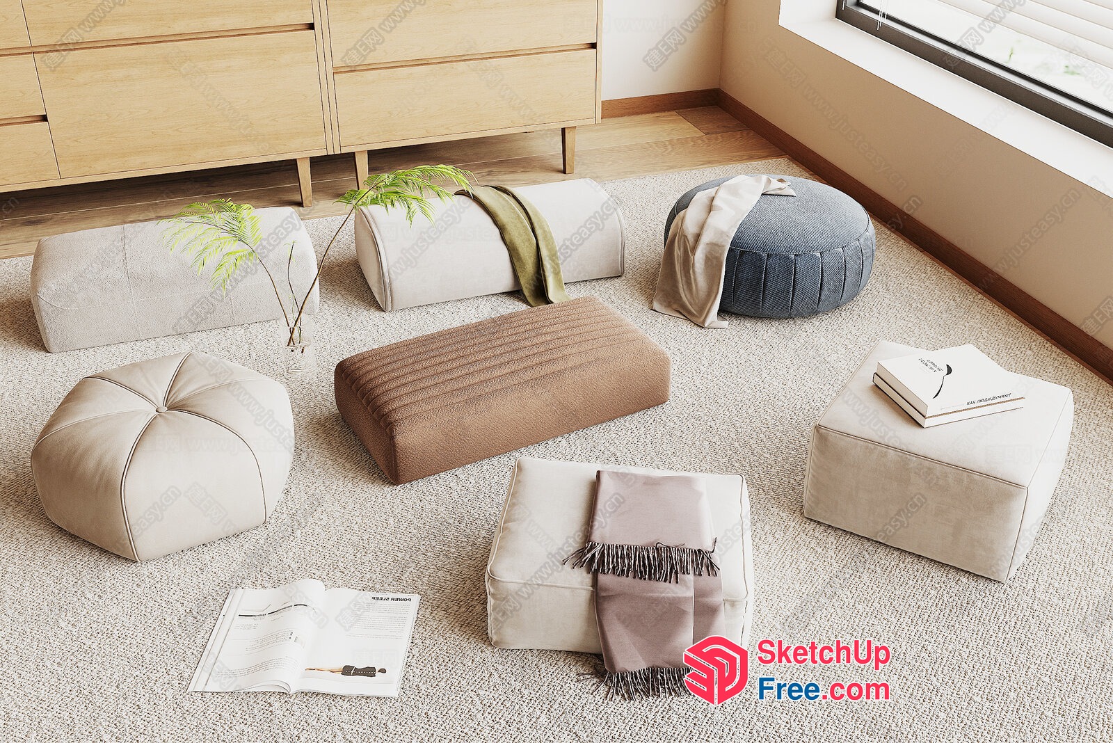 Modern Minimalist Living Room Furniture Set 3D SketchUp File