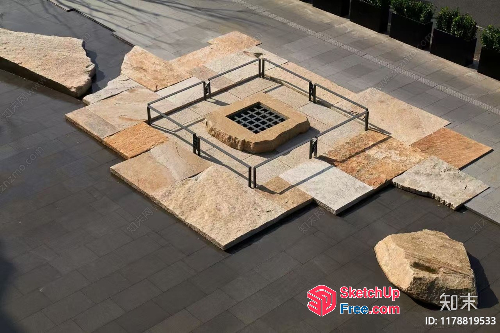 Stone And Metal Outdoor Decorative Element 3D SketchUp File