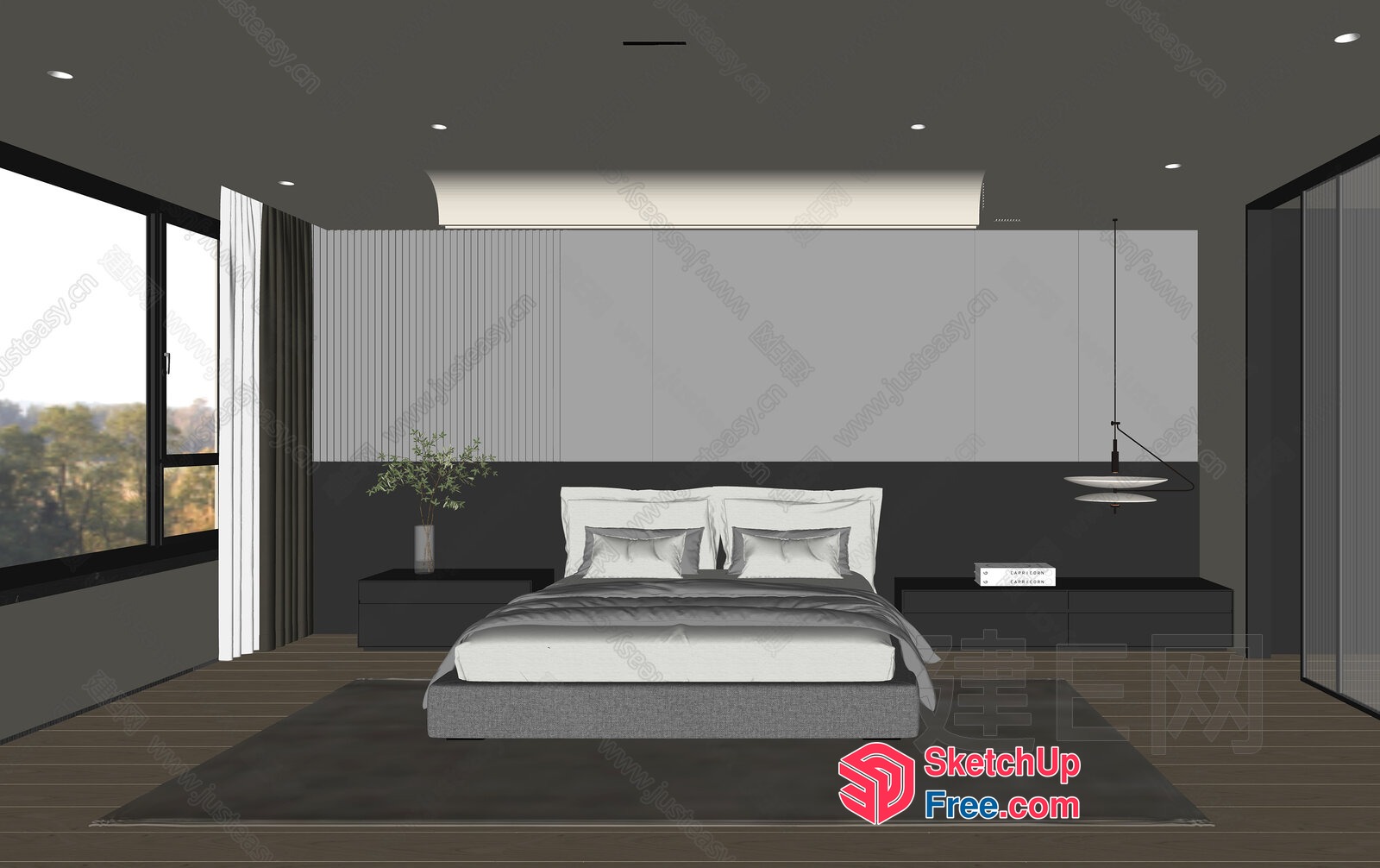 Modern Bedroom With Minimalist Decor And Natural Light 3D SketchUp File
