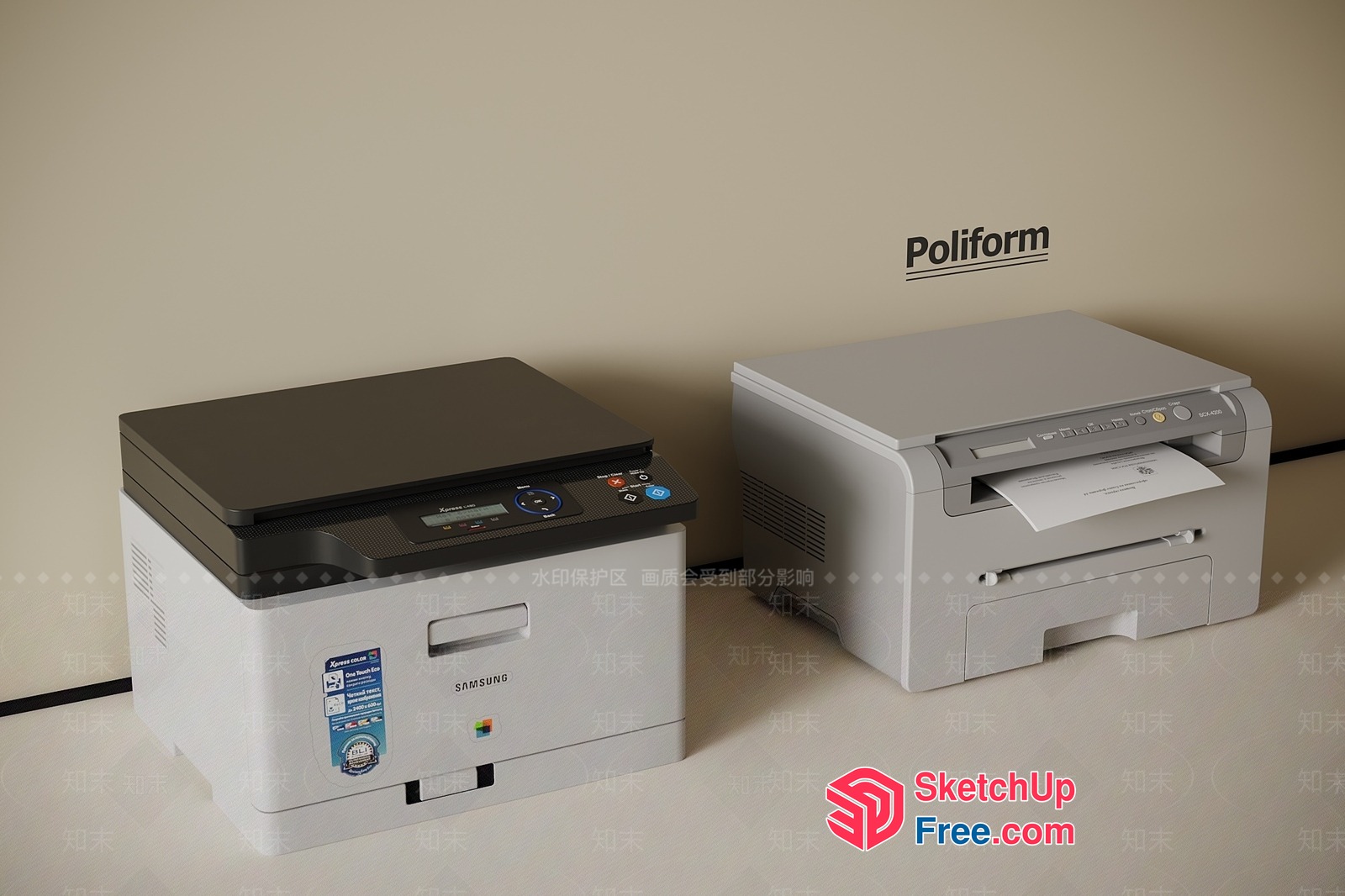 Two Printers In A Room 3D SketchUp File