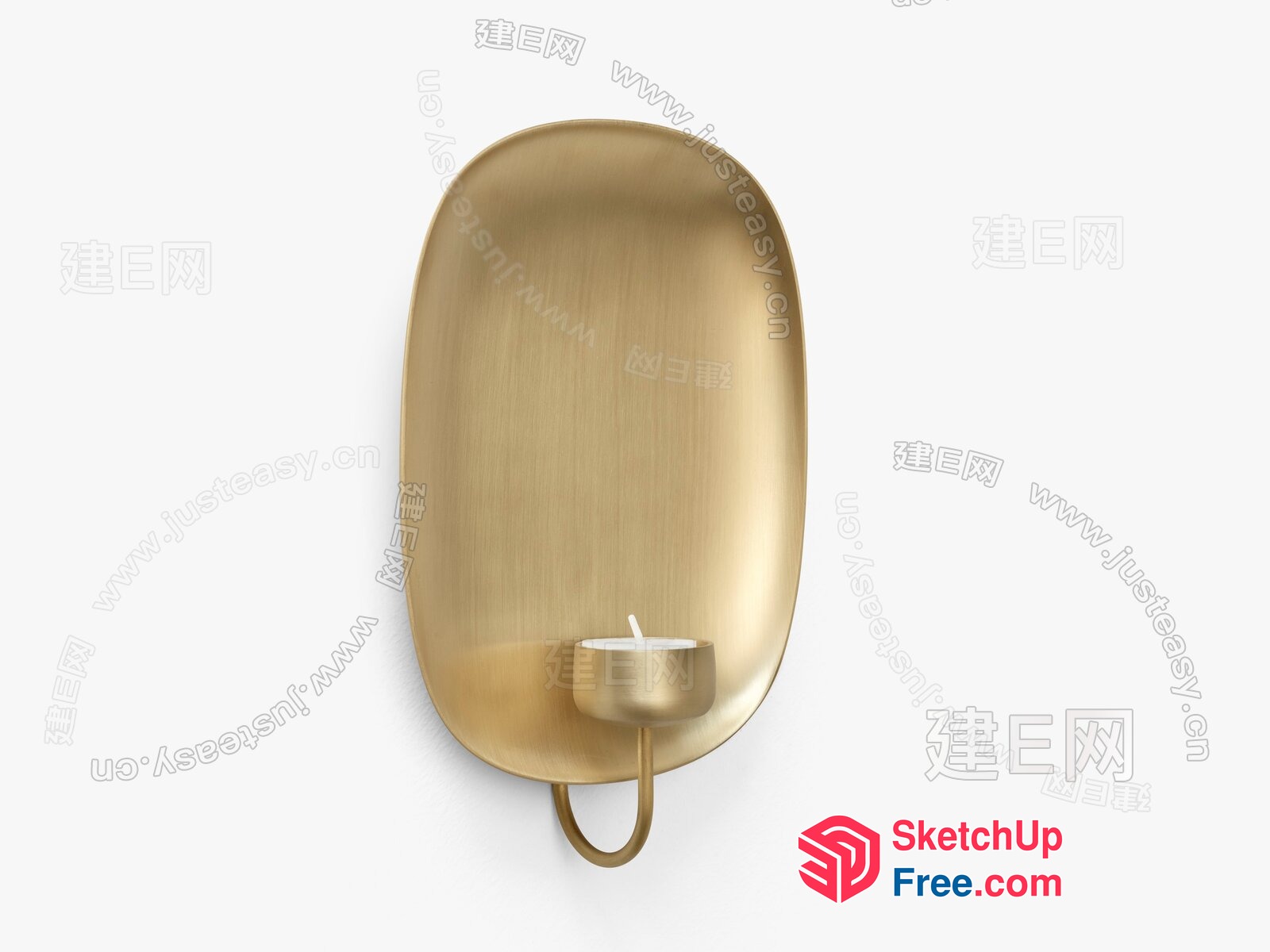 Elegant Gold Wall Sconce With Candle Holder 3D SketchUp File