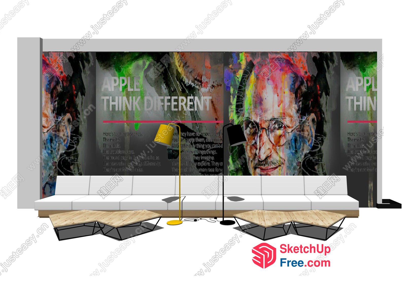 Colorful Apple Think Different Poster Wall 3D SketchUp File