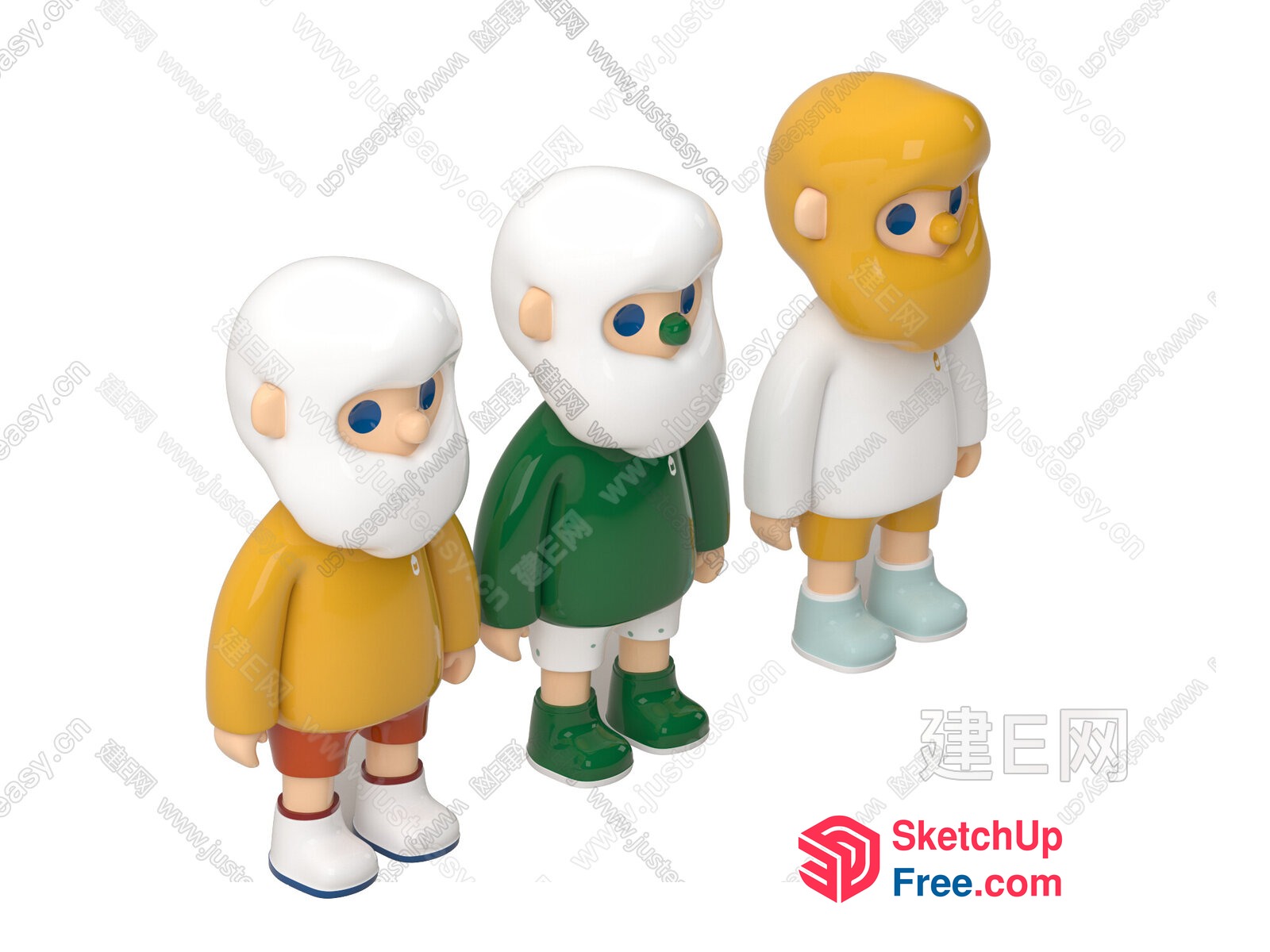 3D Cartoon Children Figures In Colorful Outfits 3D SketchUp File