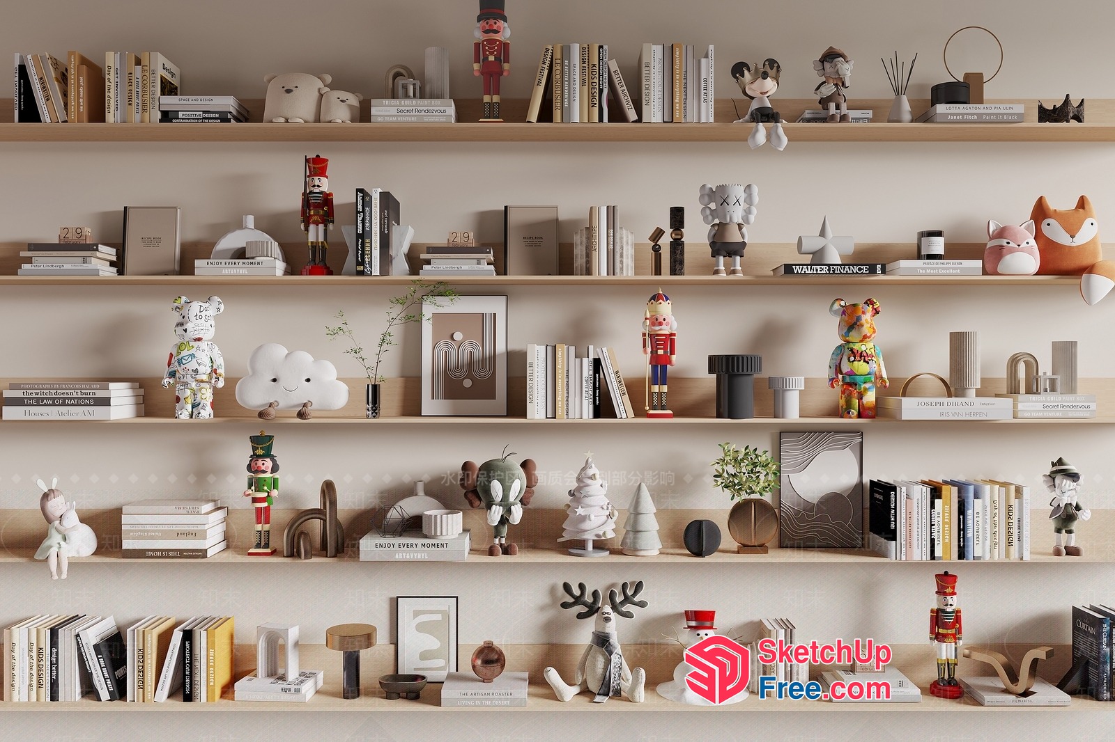 Modern Bookshelf With Eclectic Decor 3D SketchUp File