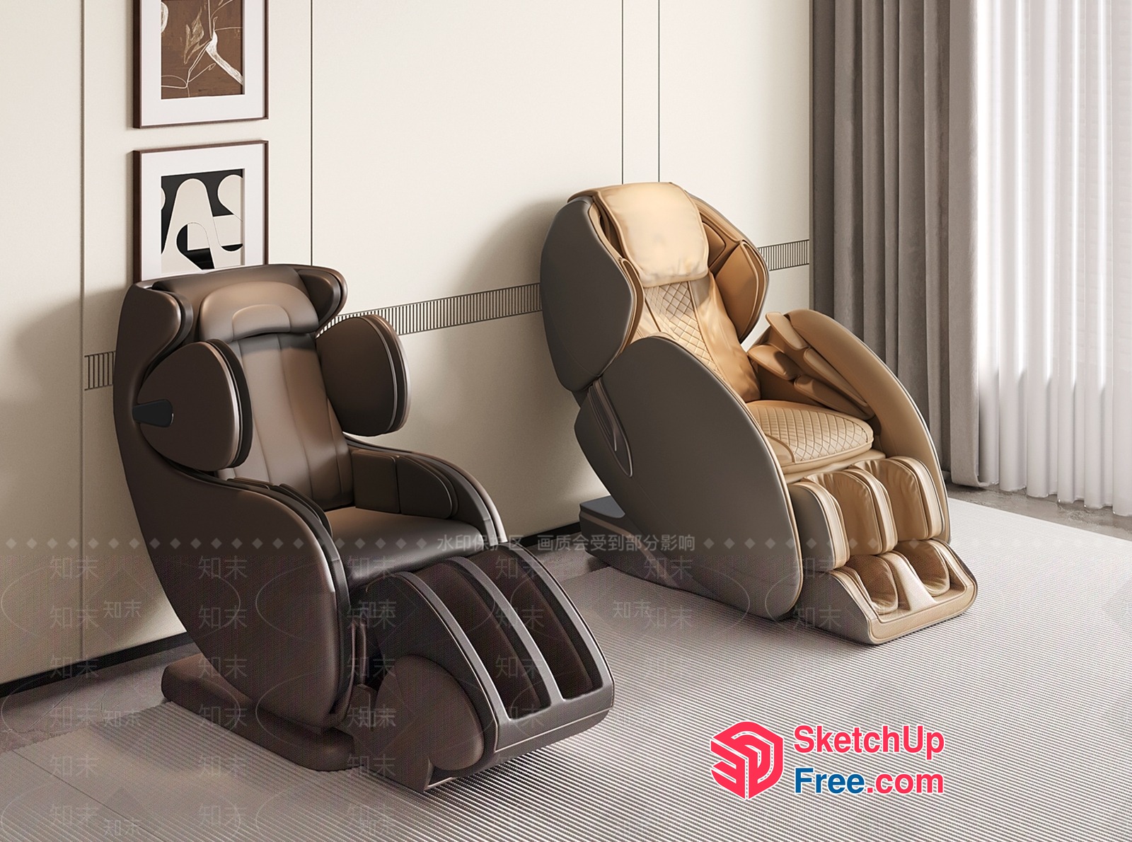 Two Massage Chairs In A Modern Interior Setting 3D SketchUp File
