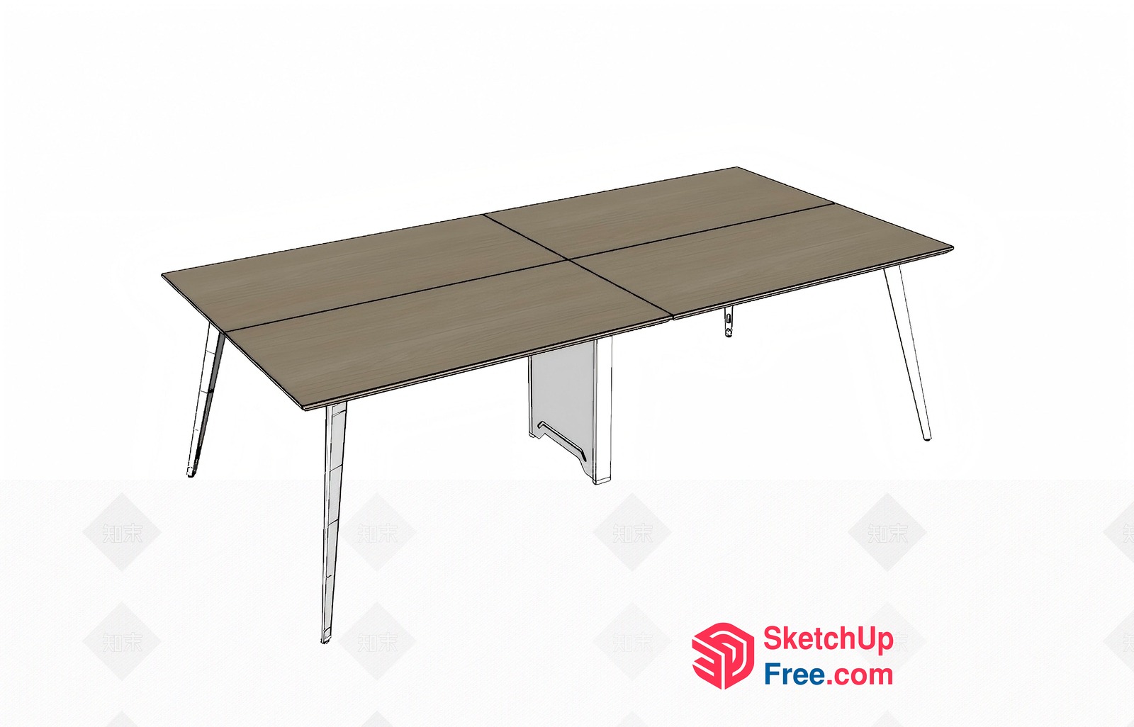 Simple Rectangular Table With Foldable Extensions 3D SketchUp File