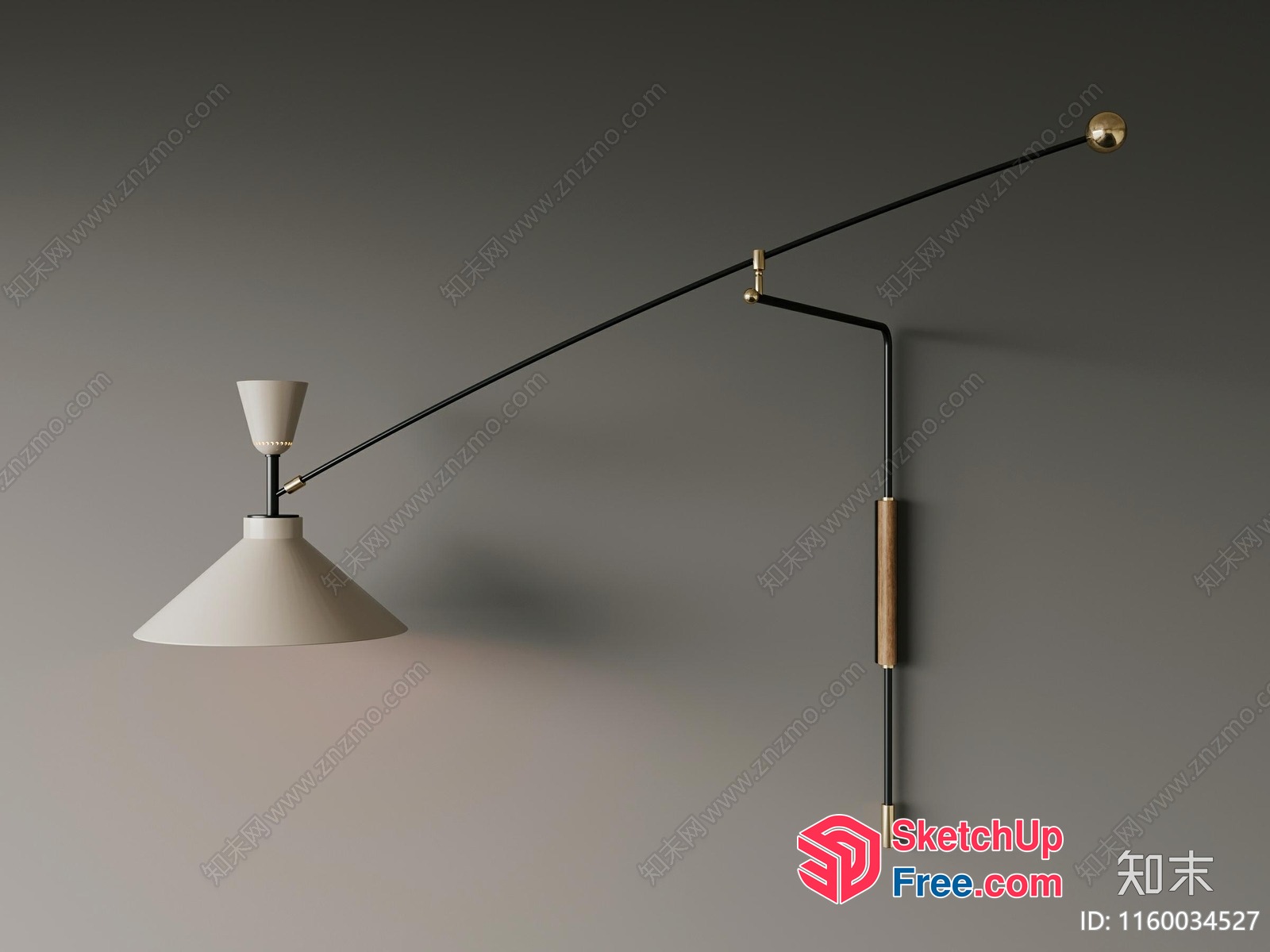 Elegant Wall-Mounted Light Fixture With Sleek Black And Gold Accents 3D SketchUp File