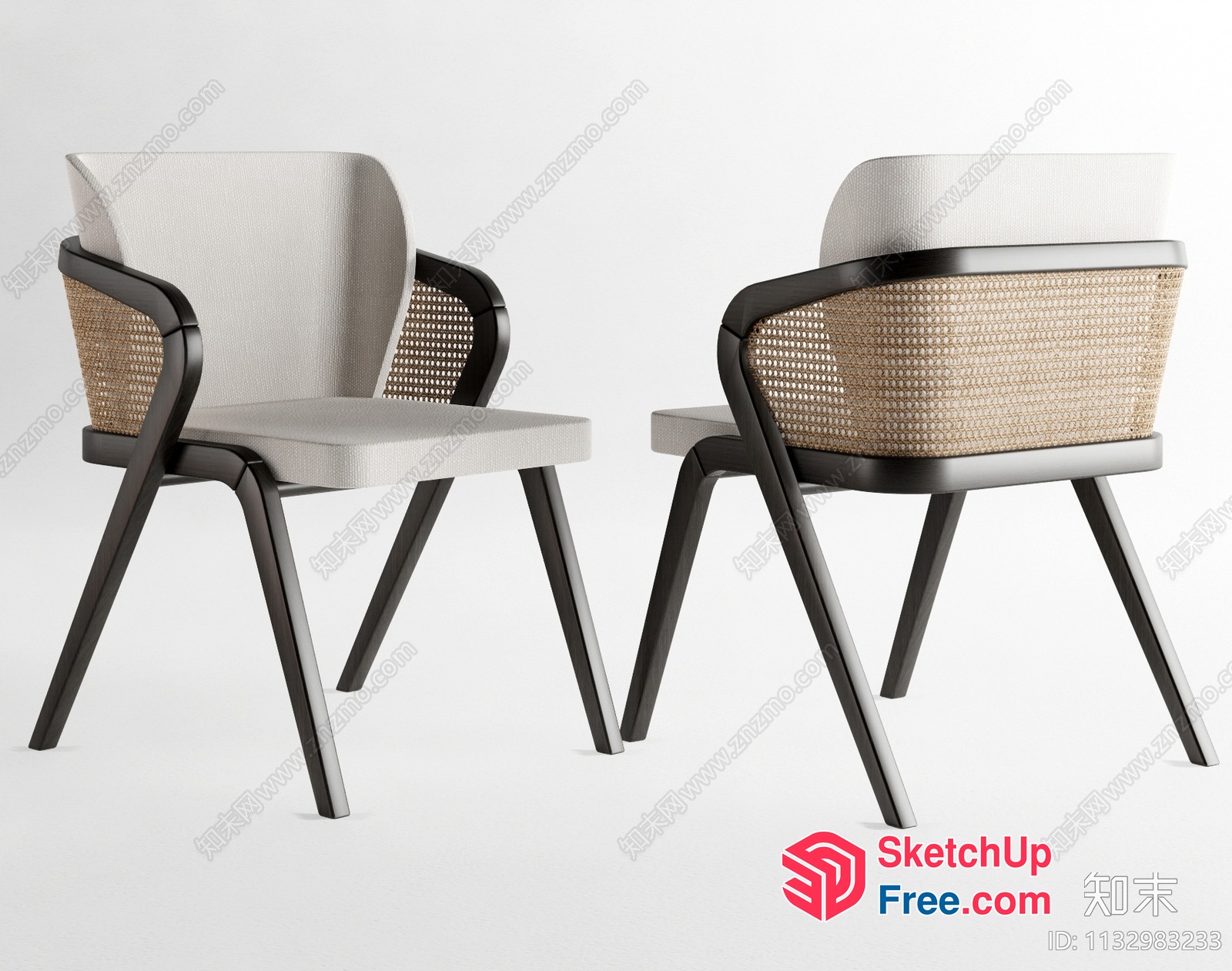 Rattan Accent Chairs In Minimalist Style 3D SketchUp File