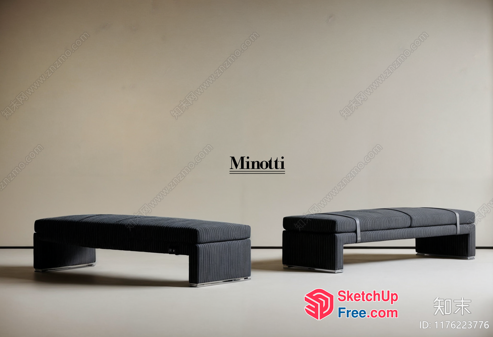 Modern Furniture Pieces Against Neutral Wall 3D SketchUp File