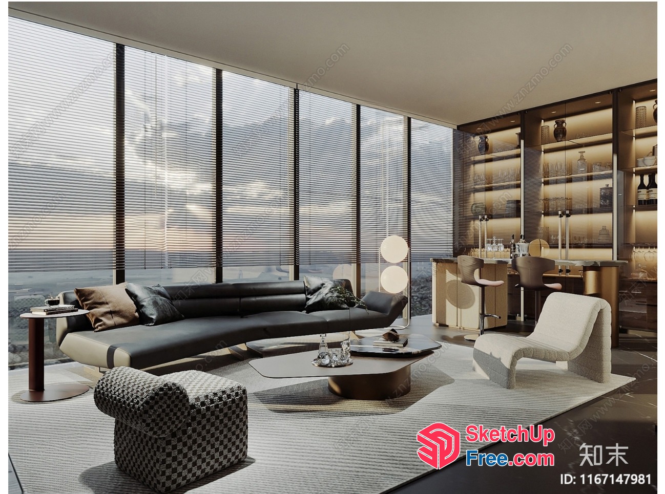 Modern Minimalist Living Room With Sleek Furniture And Natural Light 3D SketchUp File