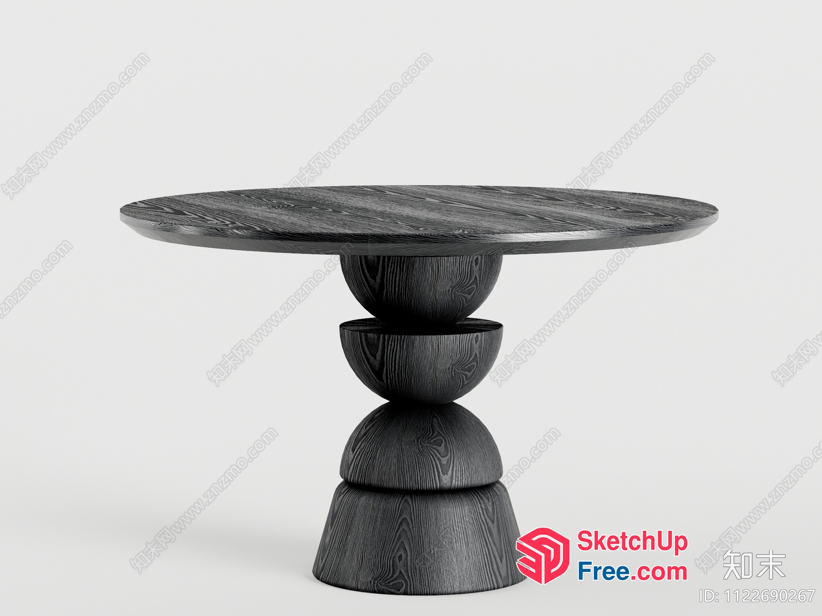 Grey Wood Grain Round Table 3D SketchUp File