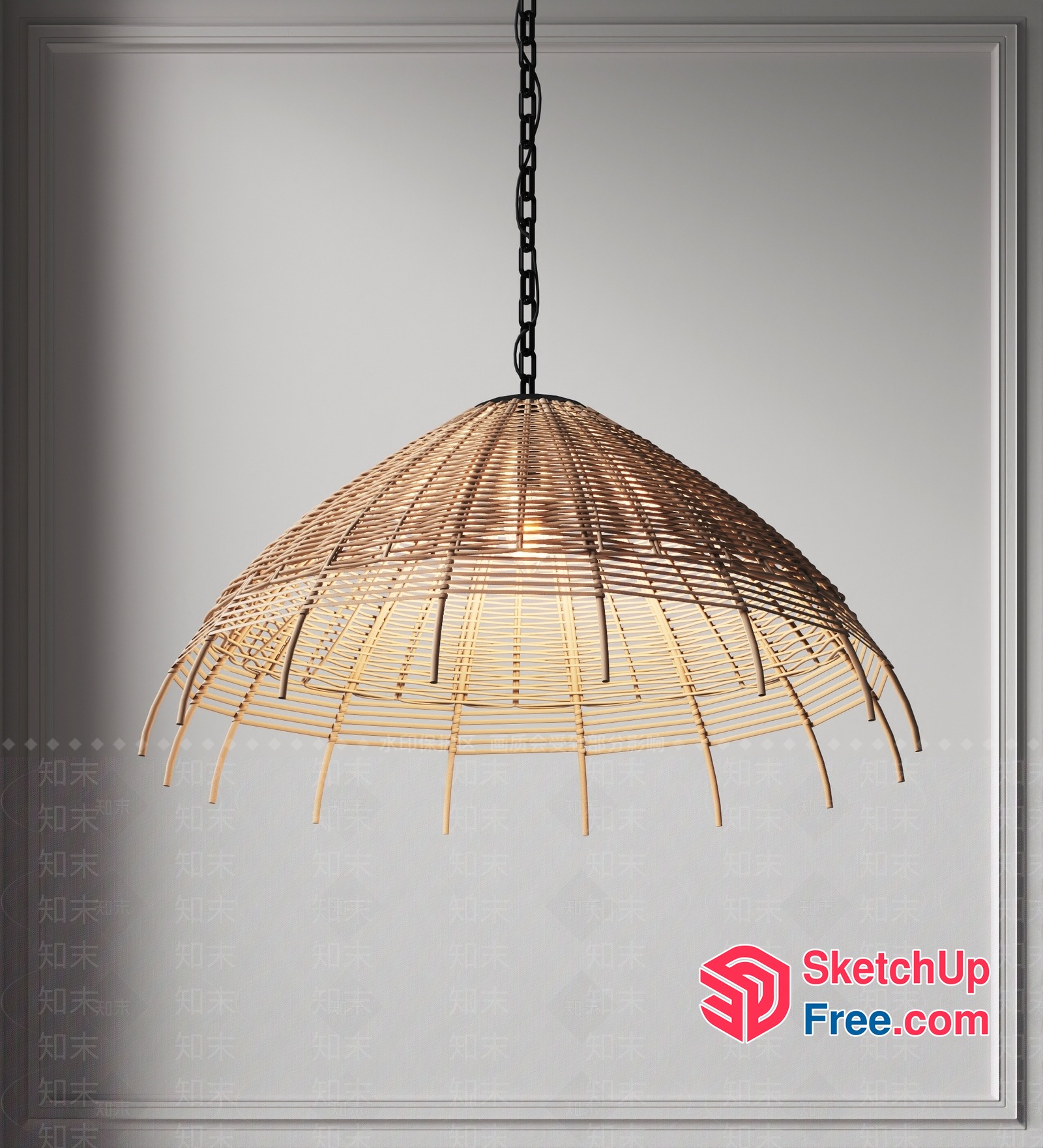 Elegant Rattan Ceiling Light Fixture 3D SketchUp File
