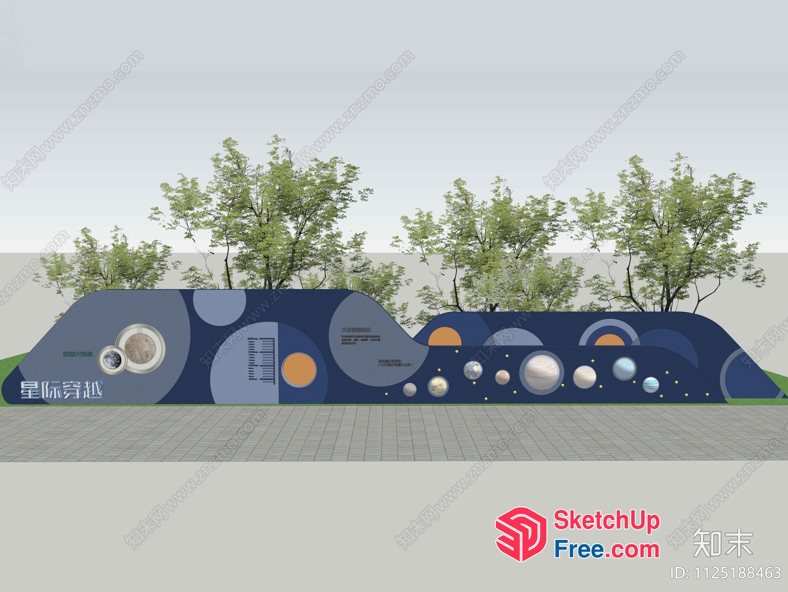 Modern Space-Themed Park Bench 3D SketchUp File