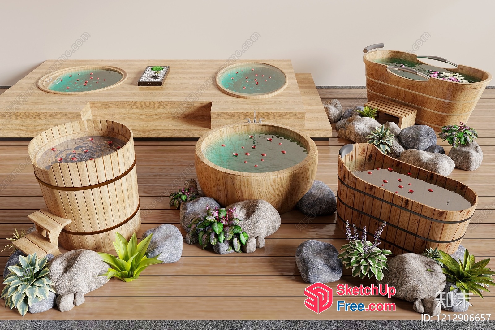 Traditional Japanese Hot Spring Decor 3D SketchUp File