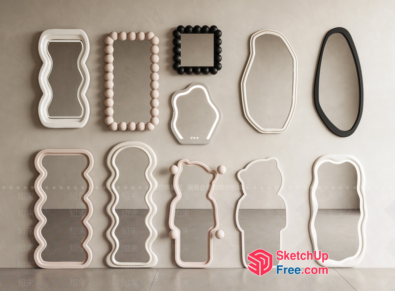 Decorative Wall Mirrors In Various Shapes And Sizes 3D SketchUp File