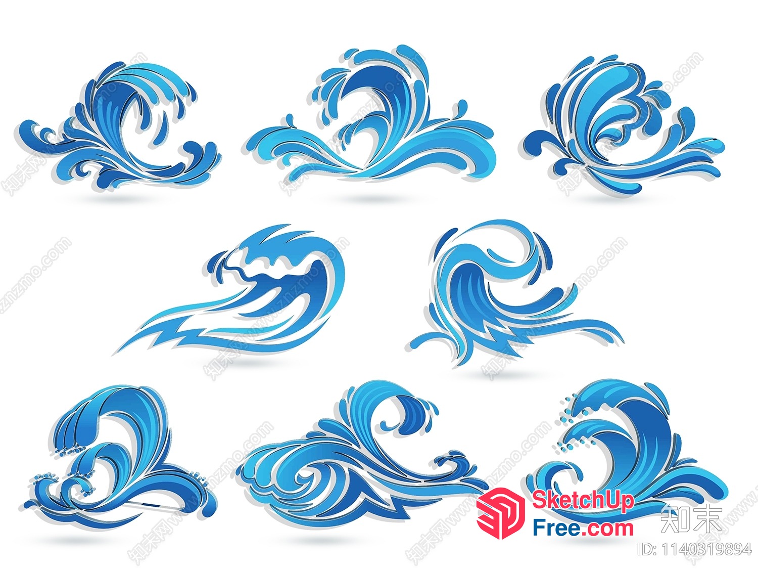 Elegant Ocean Wave Designs 3D SketchUp File