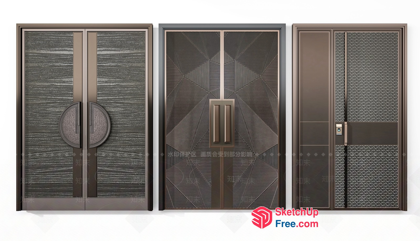 Modern Bronze Door Designs 3D SketchUp File