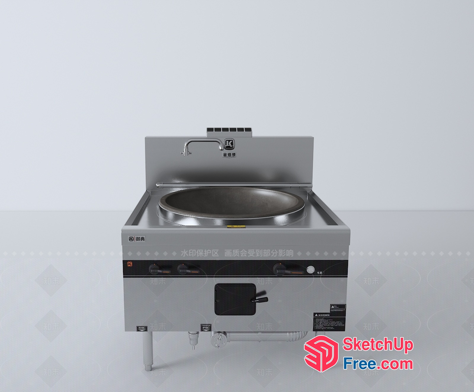 Industrial-Style Stainless Steel Cooking Station With Sink 3D SketchUp File