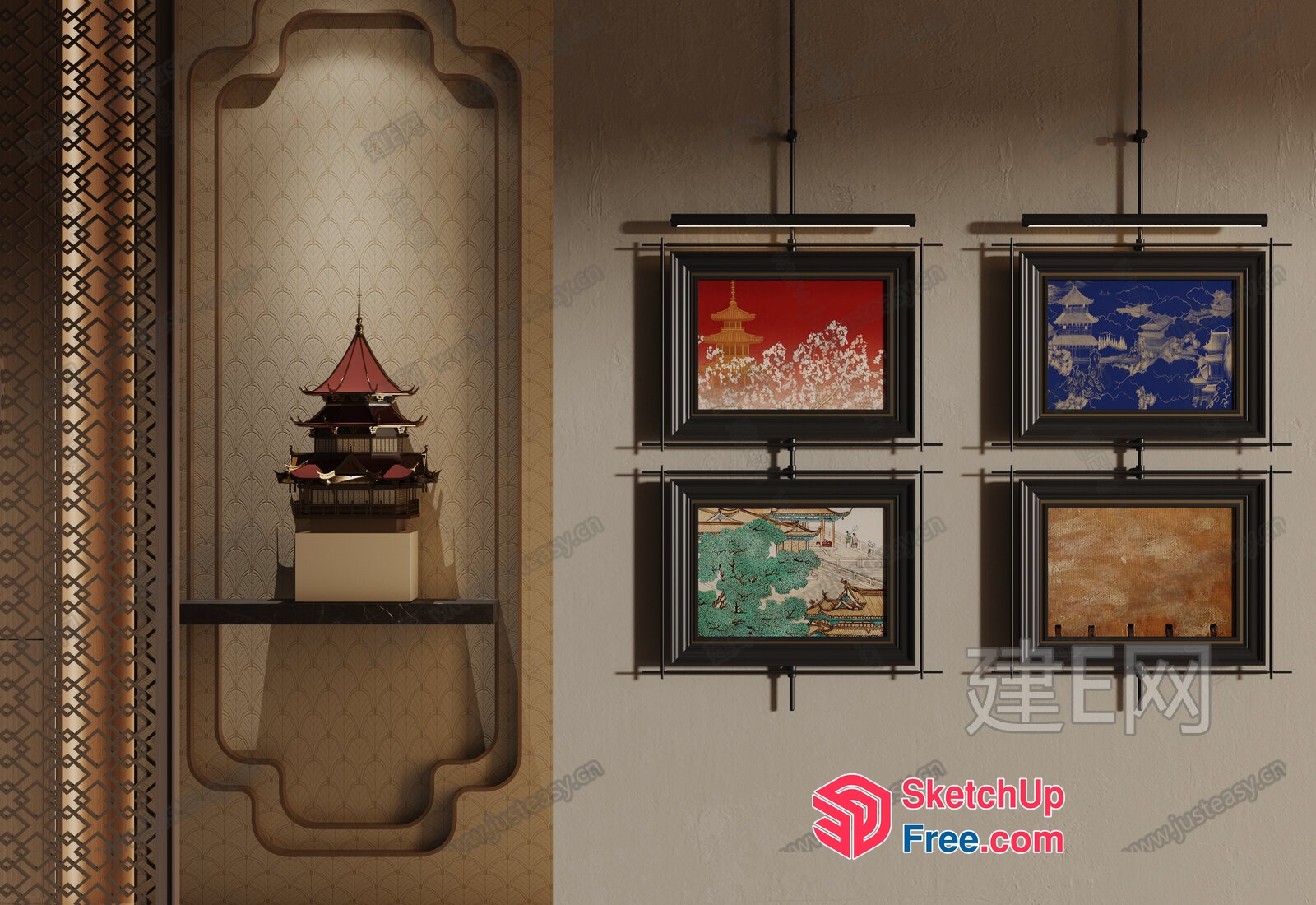 Traditional Asian-Inspired Architecture And Decor 3D SketchUp File