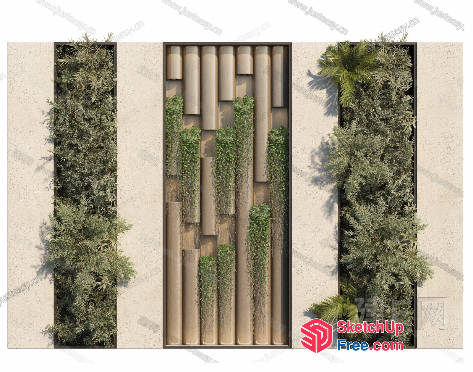 Modern Green Wall Design With Unique Plant Arrangement 3D SketchUp File