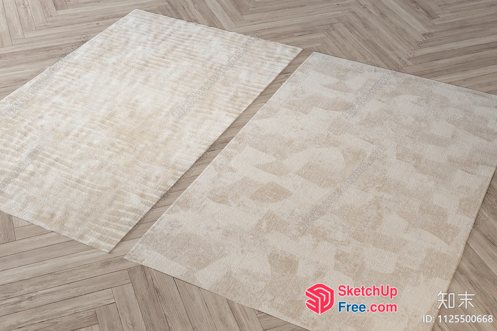 Beige And Creamy Textured Rug Collection 3D SketchUp File
