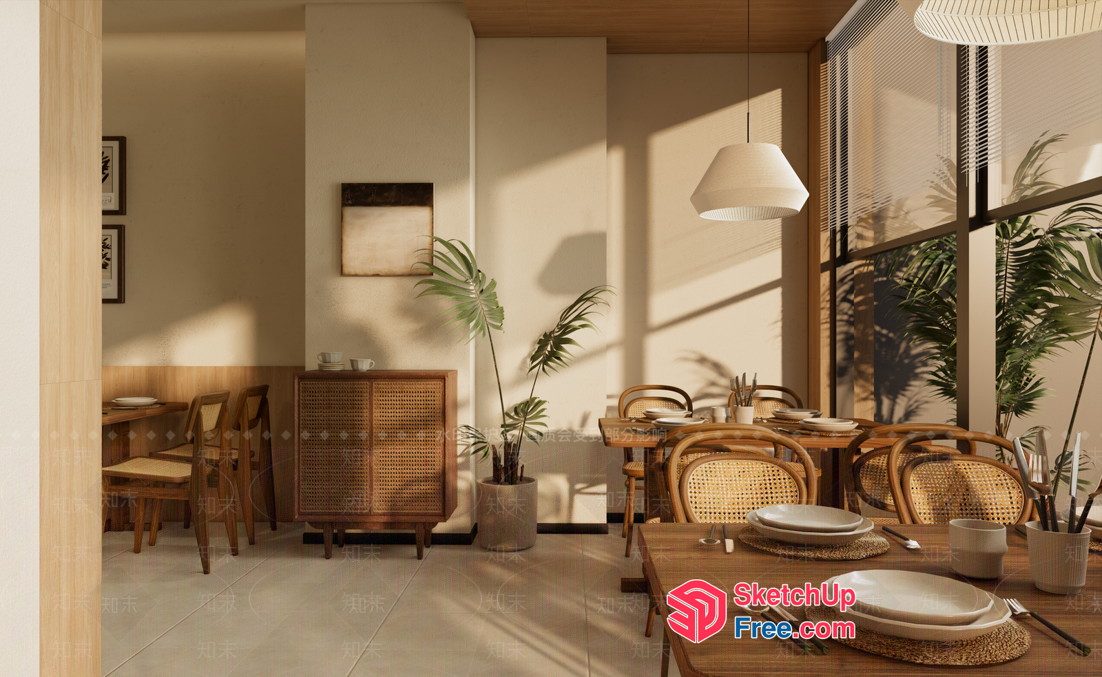 Elegant Modern Dining Room With Natural Light 3D SketchUp File
