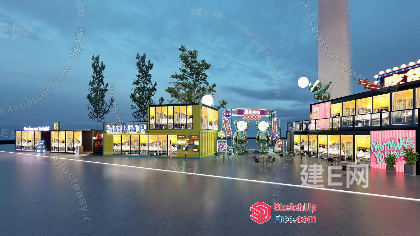 Modern Street Food Market 3D SketchUp File