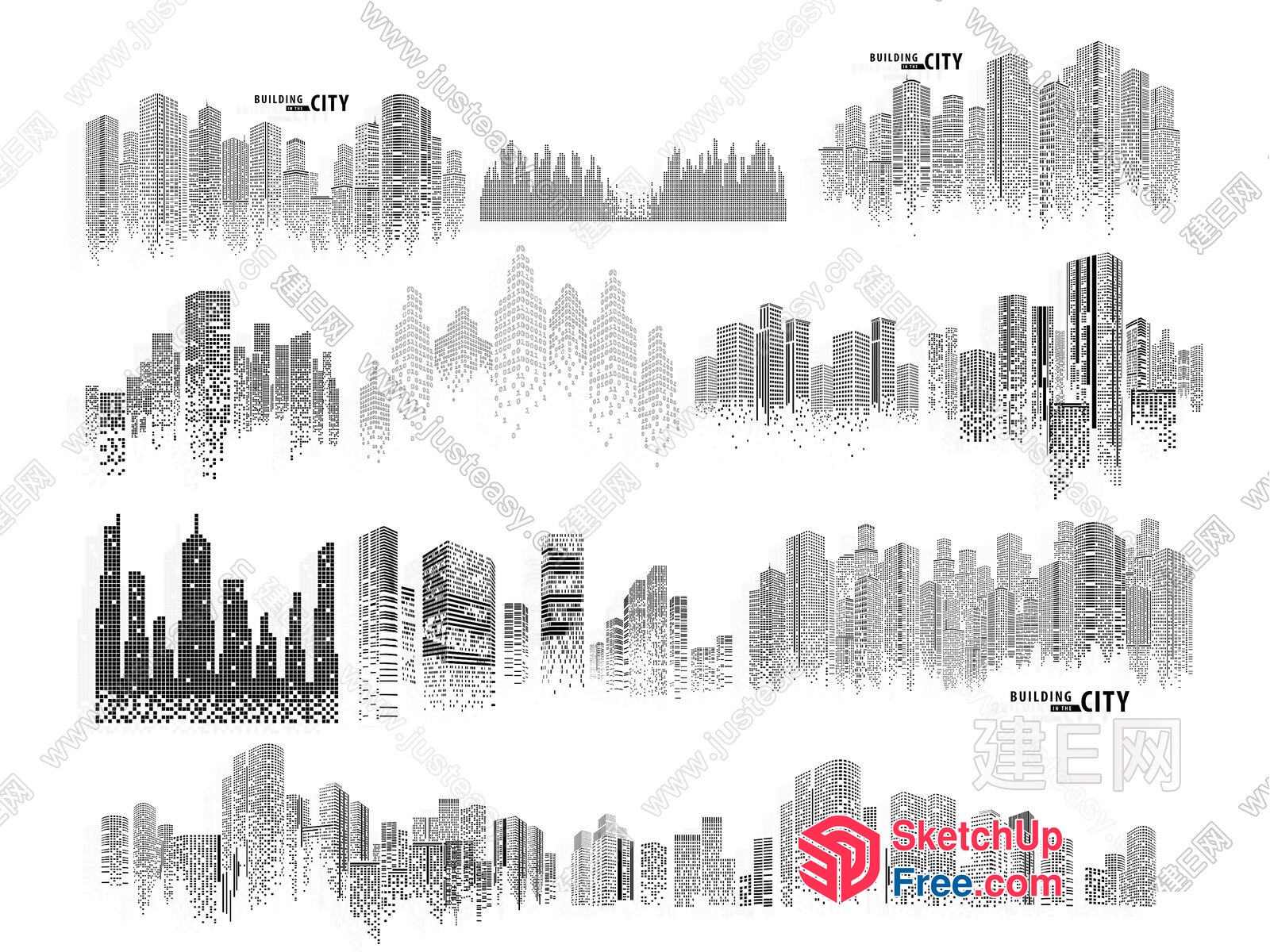Cityscape With Buildings And Textures 3D SketchUp File