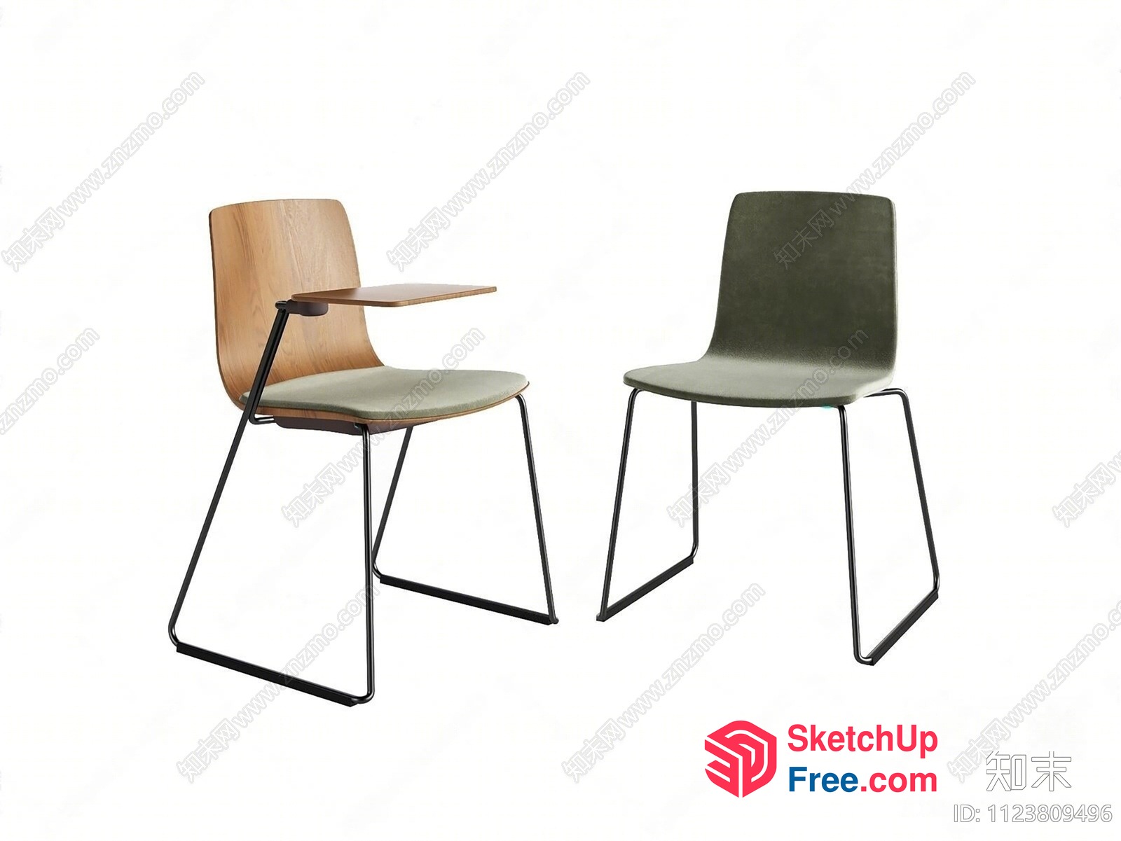 Modern Office Chairs With Integrated Desk And Sleek Design 3D SketchUp File
