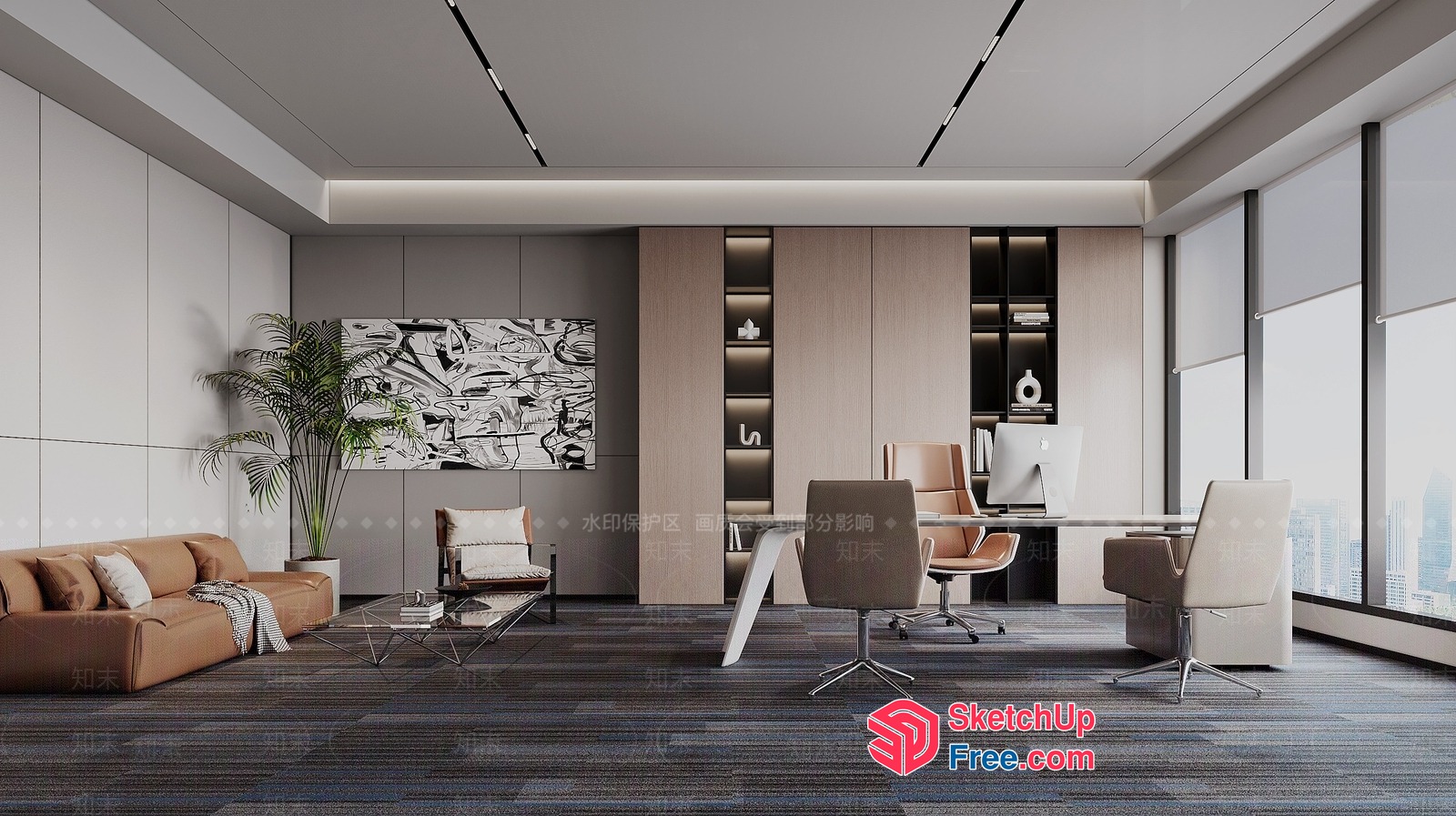 Modern Office Interior With Sleek Furniture And Natural Light 3D SketchUp File
