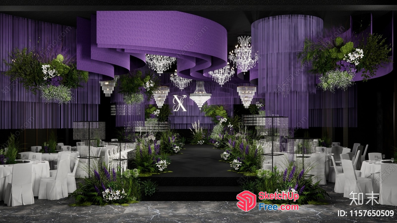 Lavish Purple And Green Interior 3D SketchUp File