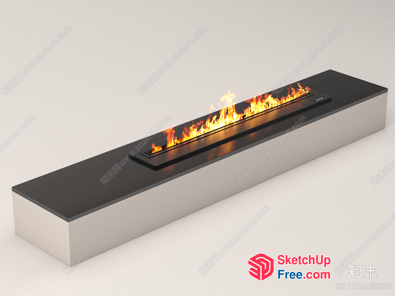 Modern Fireplace With Glass Flame 3D SketchUp File