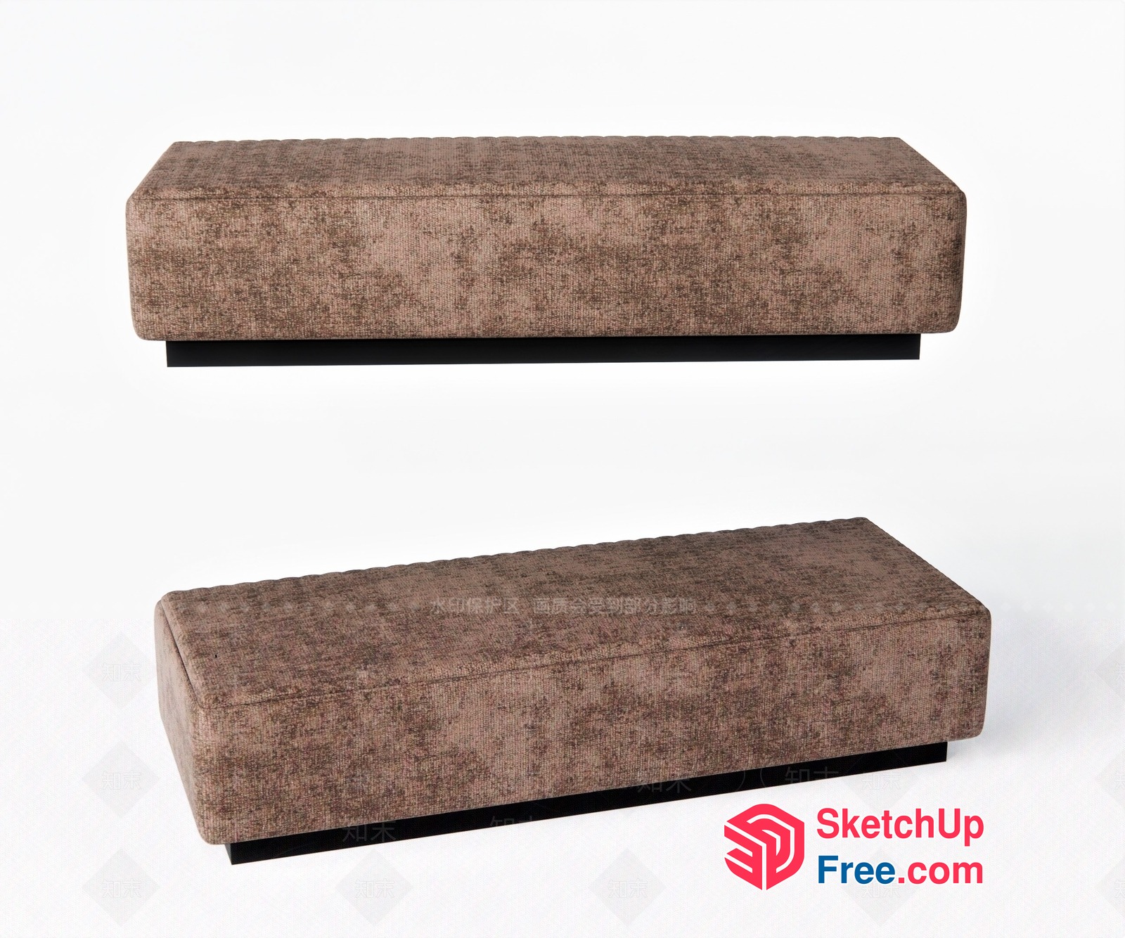 Modern Brown Fabric Storage Ottoman 3D SketchUp File