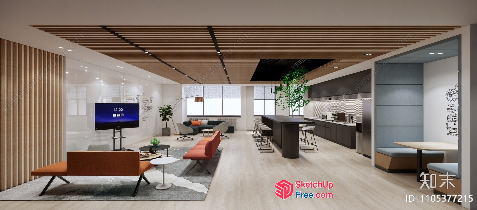 Modern Office Space With Sleek Furniture And Natural Light 3D SketchUp File