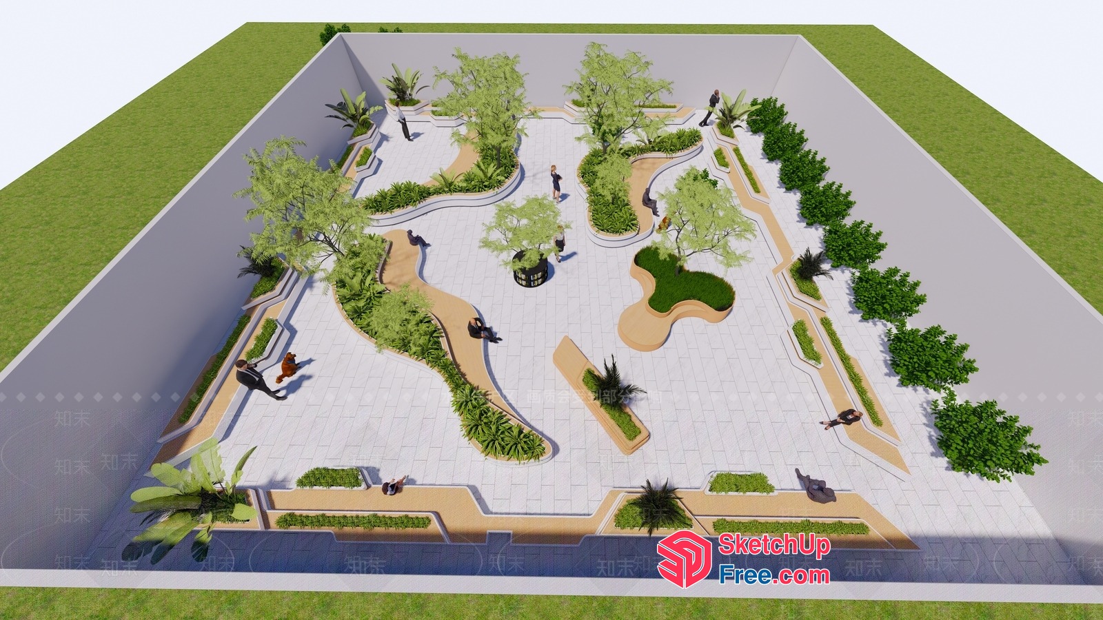 Modern Japanese-Inspired Outdoor Park 3D SketchUp File