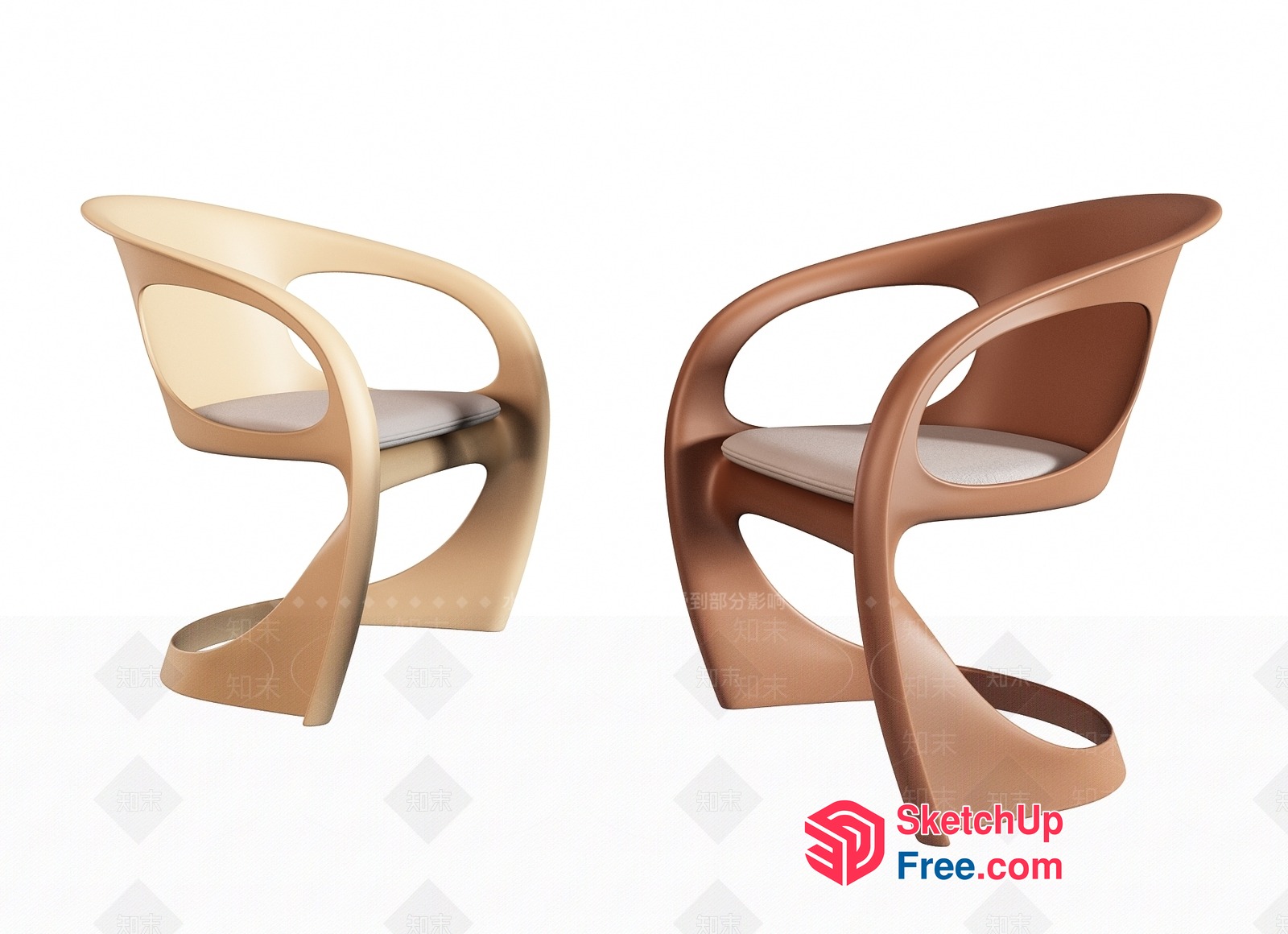 Modern Minimalist Curved Armchair 3D SketchUp File
