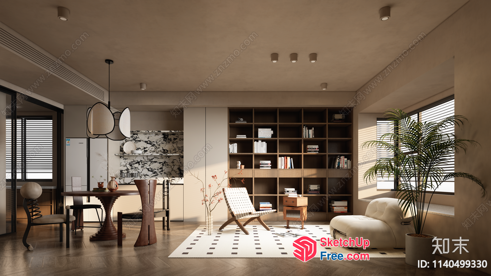 Modern Living Room With Natural Light And Comfortable Seating 3D SketchUp File