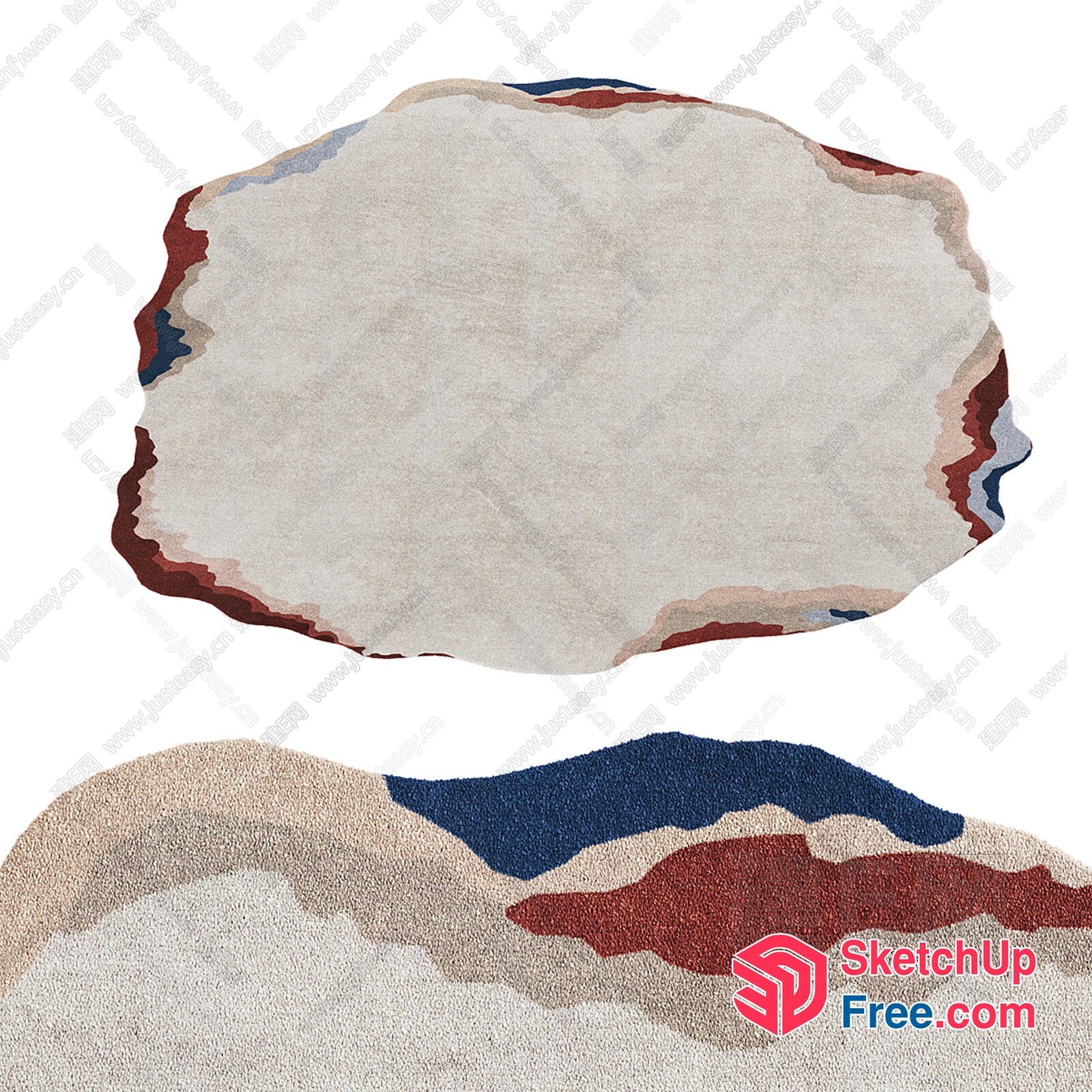 Abstract Geometric Rug Design With Earthy Tones 3D SketchUp File
