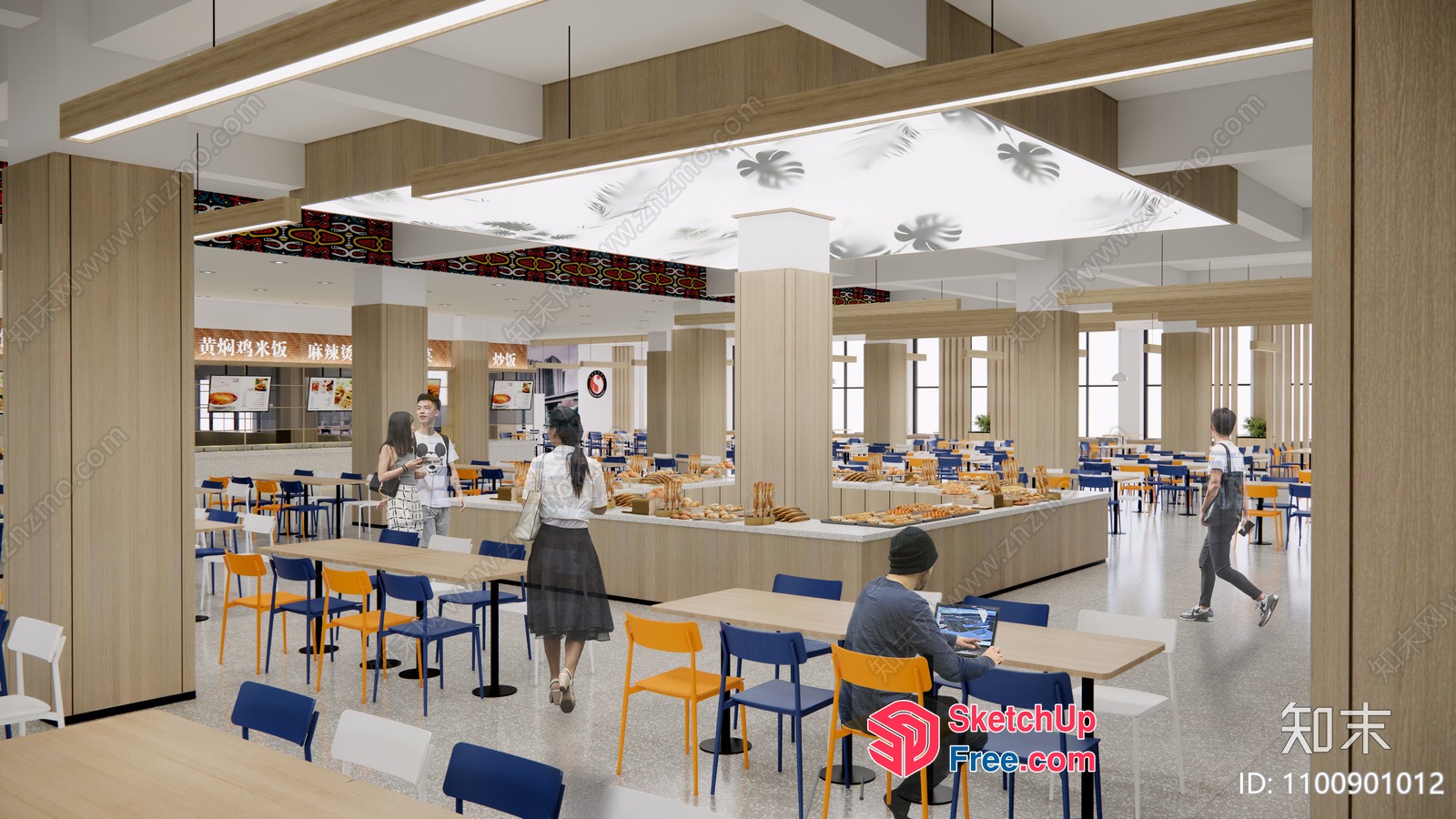 Modern Dining Area With Colorful Chairs And Tables 3D SketchUp File