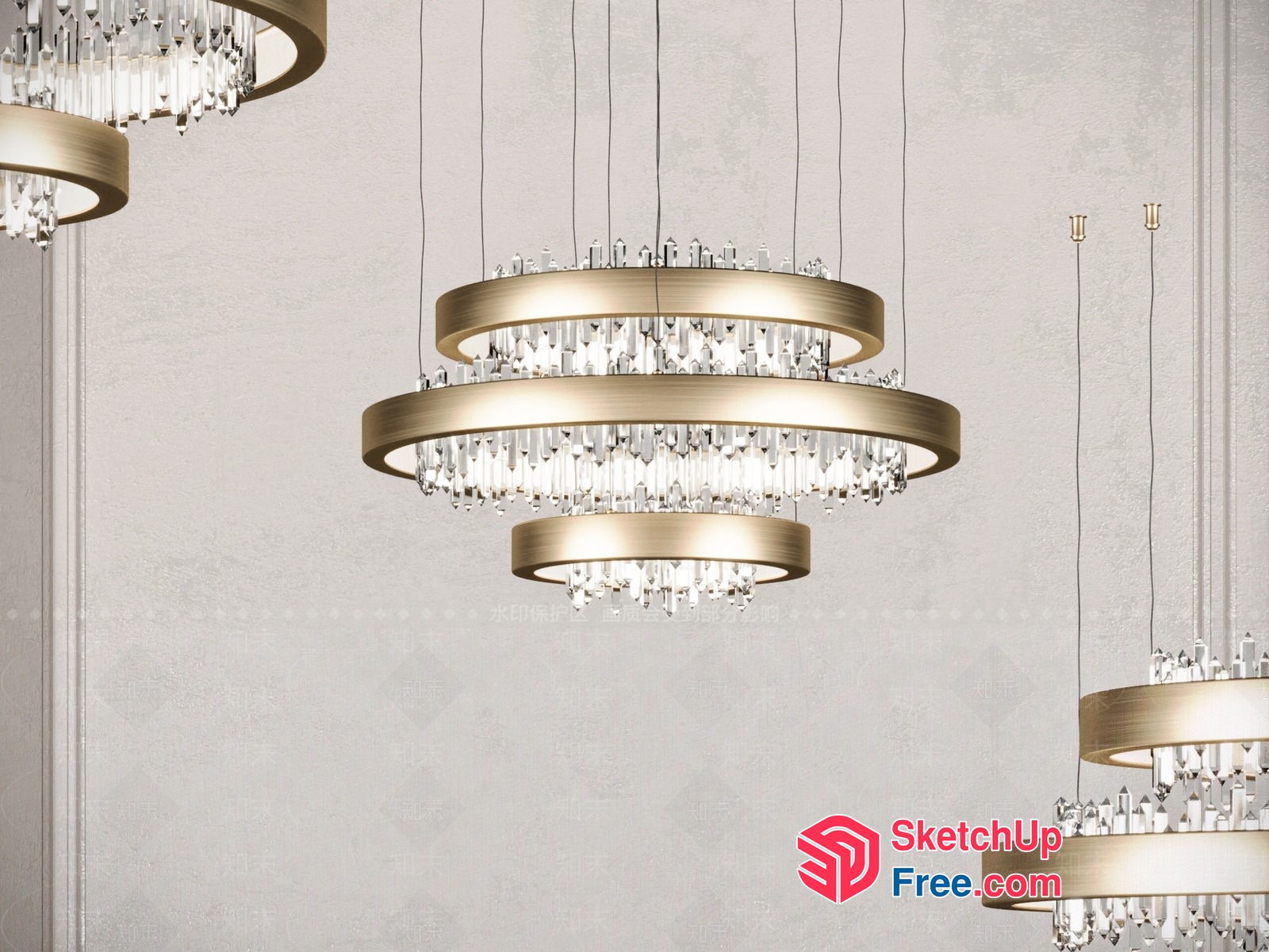 Elegant Crystal Chandelier Ceiling Light 3D SketchUp File