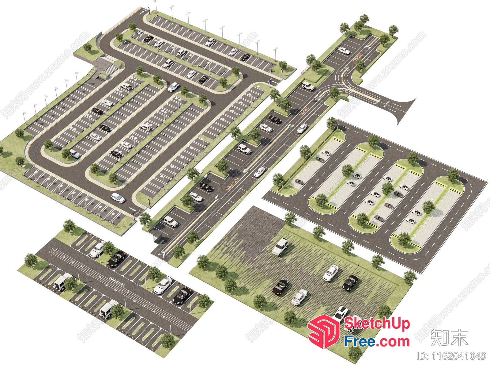 Aerial View Of A Parking Lot With Multiple Levels 3D SketchUp File