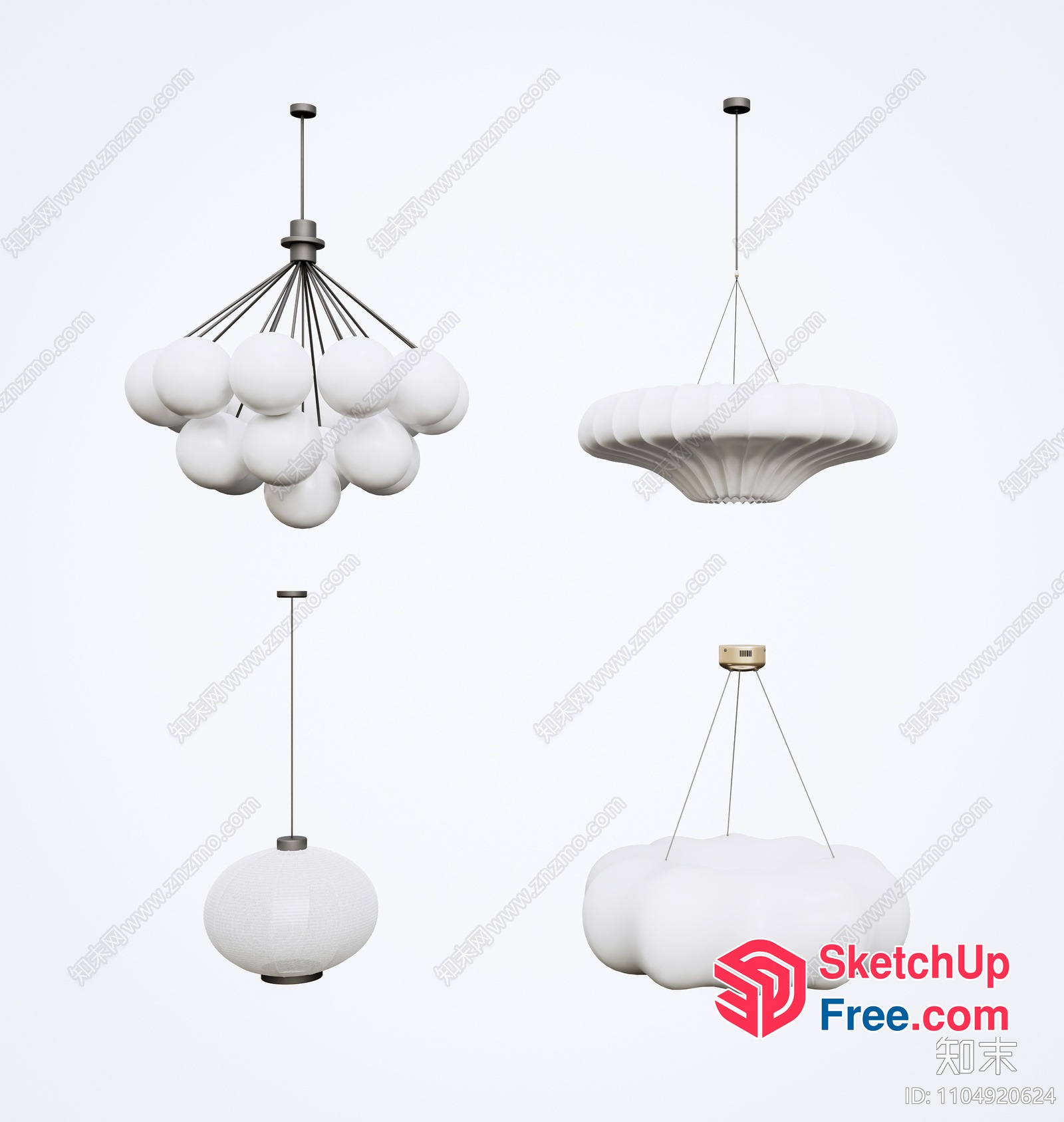 Modern Cloud-Shaped Ceiling Lights Collection 3D SketchUp File
