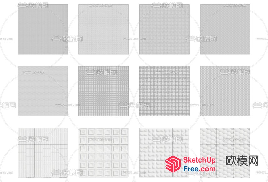 Square Patterned Textured Designs 3D SketchUp File