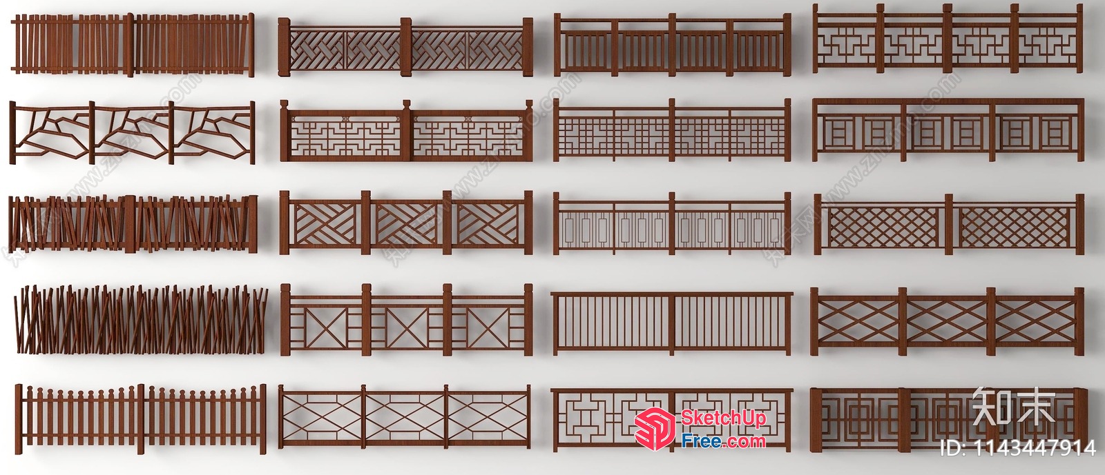 Wooden Fence Designs Collection 3D SketchUp File