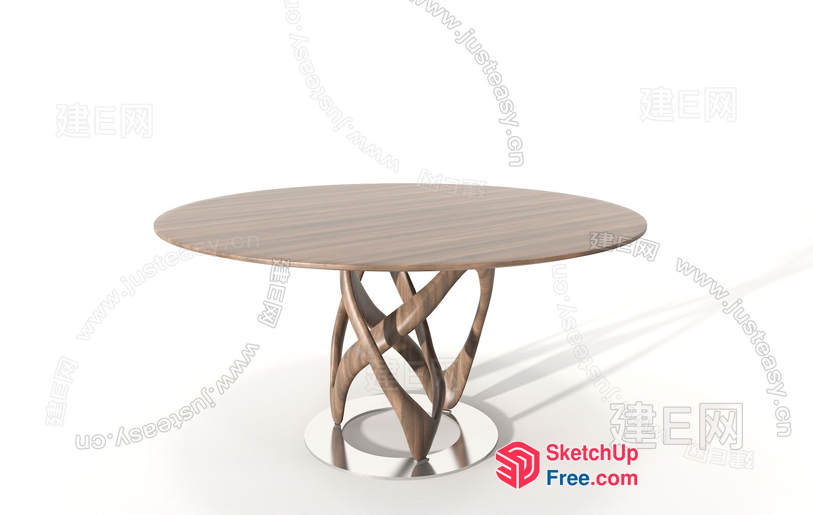 Modern Round Table With Unique Base 3D SketchUp File