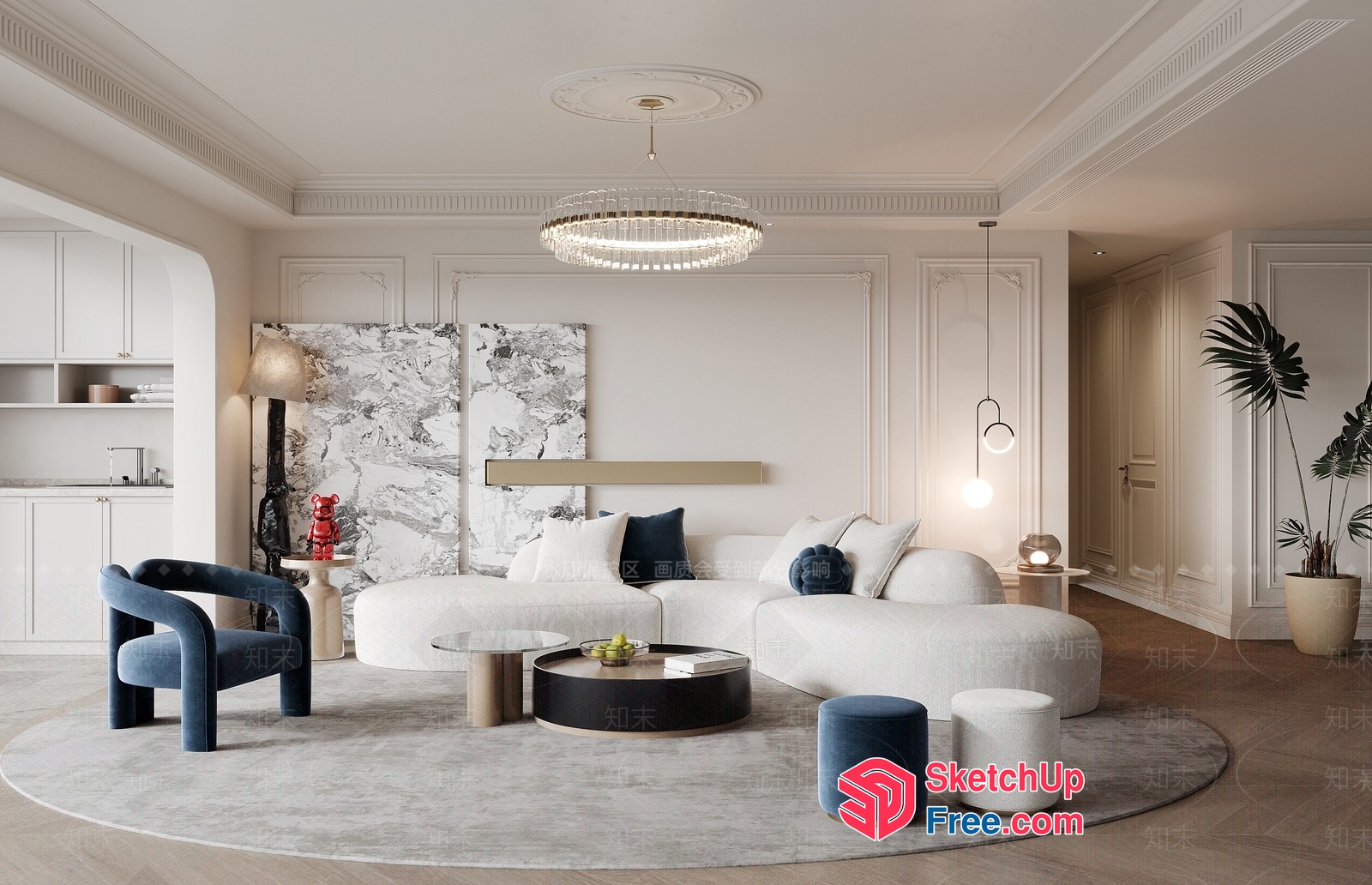 Luxurious Modern Living Room Design 3D SketchUp File