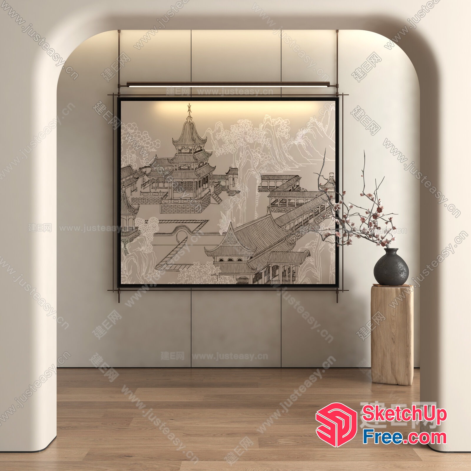 Traditional Asian Architecture Scene 3D SketchUp File
