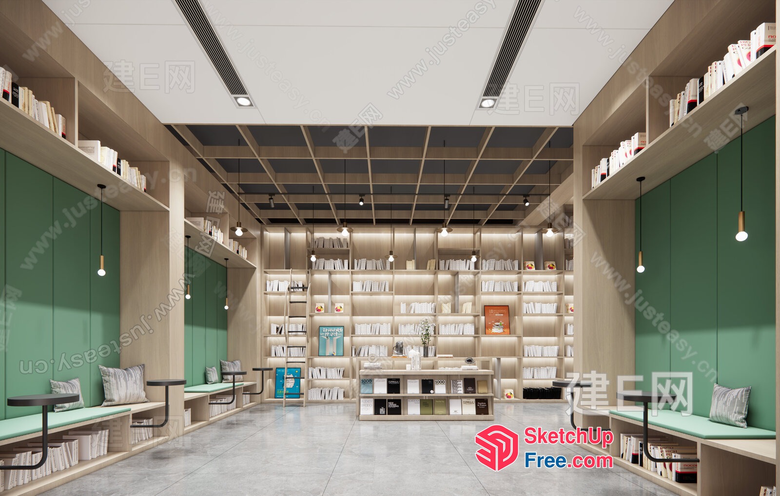 Modern Minimalist Bookstore Interior Design 3D SketchUp File