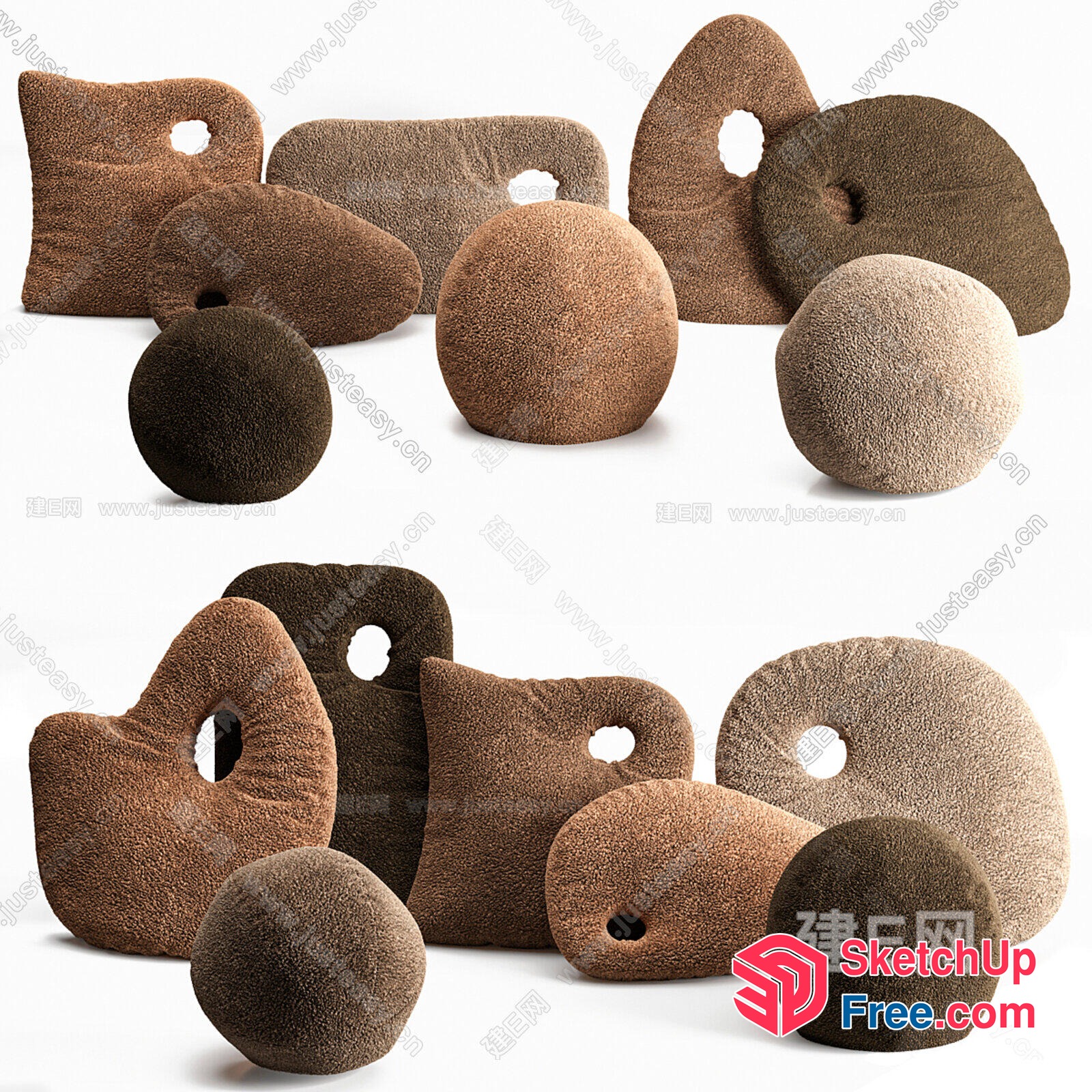 Curved Shapes In Earthy Tones 3D SketchUp File